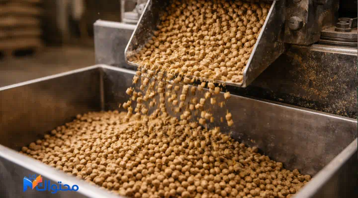 مكبس أعلاف يصنع حبيبات علف صغيرة جاهزة للتعبئة