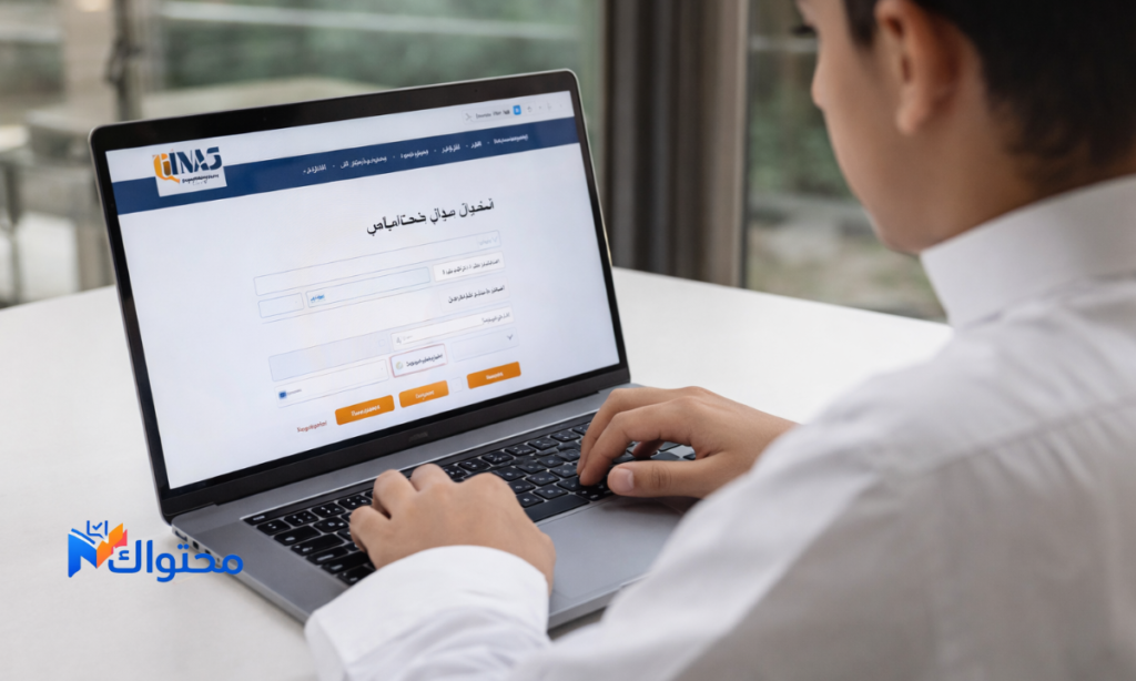 طالب سعودي يقوم بالتسجيل في اختبار القدرات العامة عبر موقع قياس من خلال جهاز الكمبيوتر