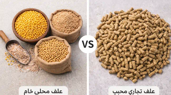 مقارنة بصرية بين علف محلي وعلف تجاري