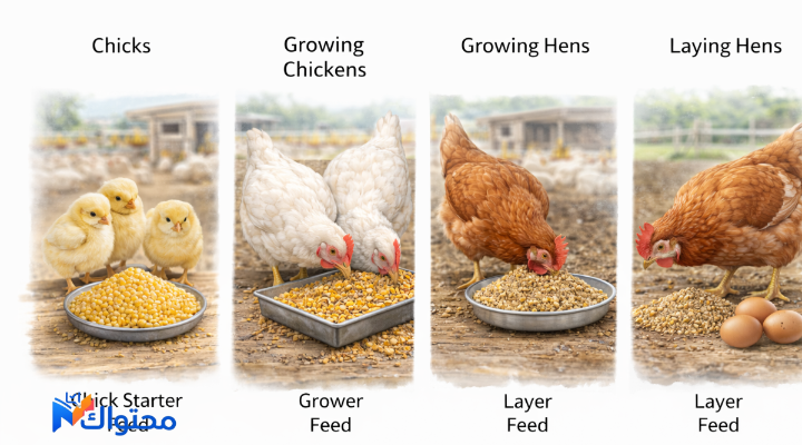 نسب خلط أعلاف الدواجن للكتاكيت والنامي والبياض