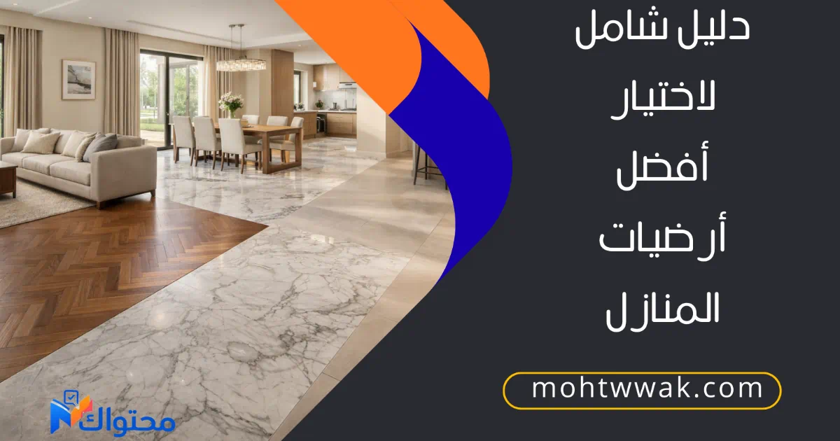 أنواع الأرضيات في تشطيبات المنازل الحديثة مع مقارنة بين السيراميك والبورسلين والرخام والباركيه